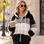 Veste Polaire Femme Color Block à Capuche | Zelcara