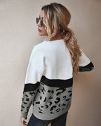 Pull Femme Color Block Léopard Coupe Ample | Zelcara