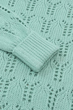 Pull en Maille Ajourée Pointelle Col Rond, Manches Longues