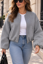 Veste Bomber Zippée Col Rond & Coupe Moderne | Zelcara