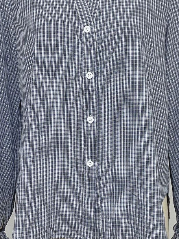 Blouse à Carreaux Bleu Marine | Manches Bouffantes – Zelcara
