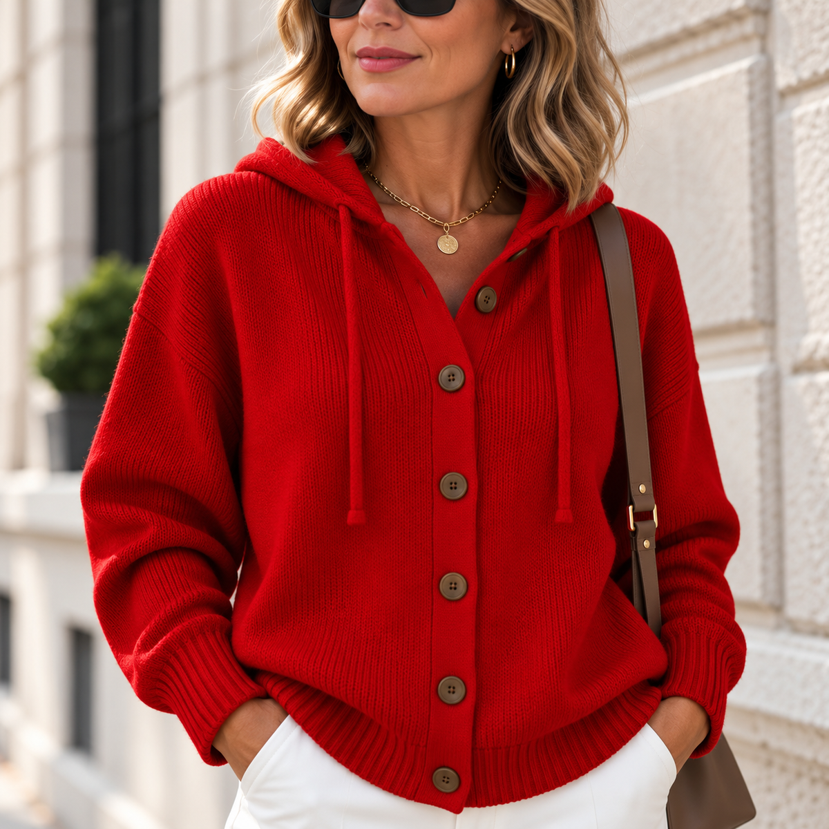 Gilet à Capuche en Maille Boutonné & Confortable | Zelcara