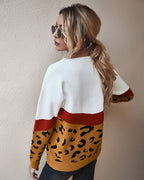 Pull Femme Color Block Léopard Coupe Ample | Zelcara