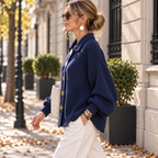 Cardigan Femme à Col Chemise & Boutons Dorés | Zelcara