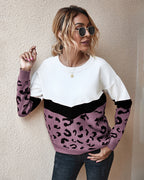Pull Femme Color Block Léopard Coupe Ample | Zelcara