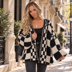 Gilet Femme à Carreaux Maille Douce & Texturée | Zelcara