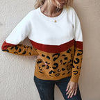 Pull Femme Color Block Léopard Coupe Ample | Zelcara