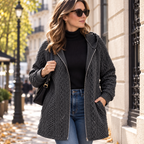 Veste Femme Effet Maille Torsadée à Capuche | Zelcara