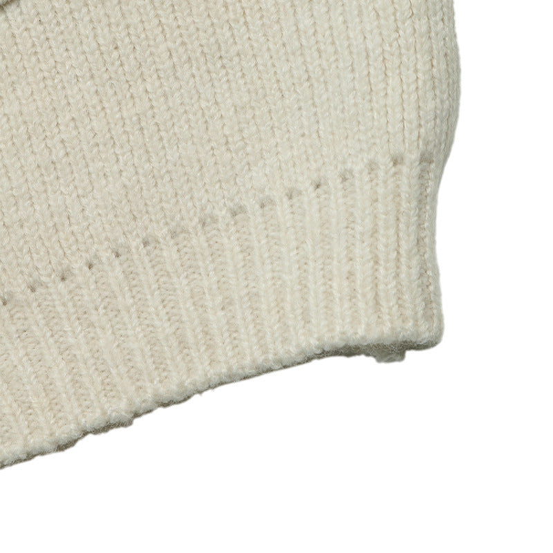 Gilet Court Femme Beige en Maille | Détails Floraux – Zelcara