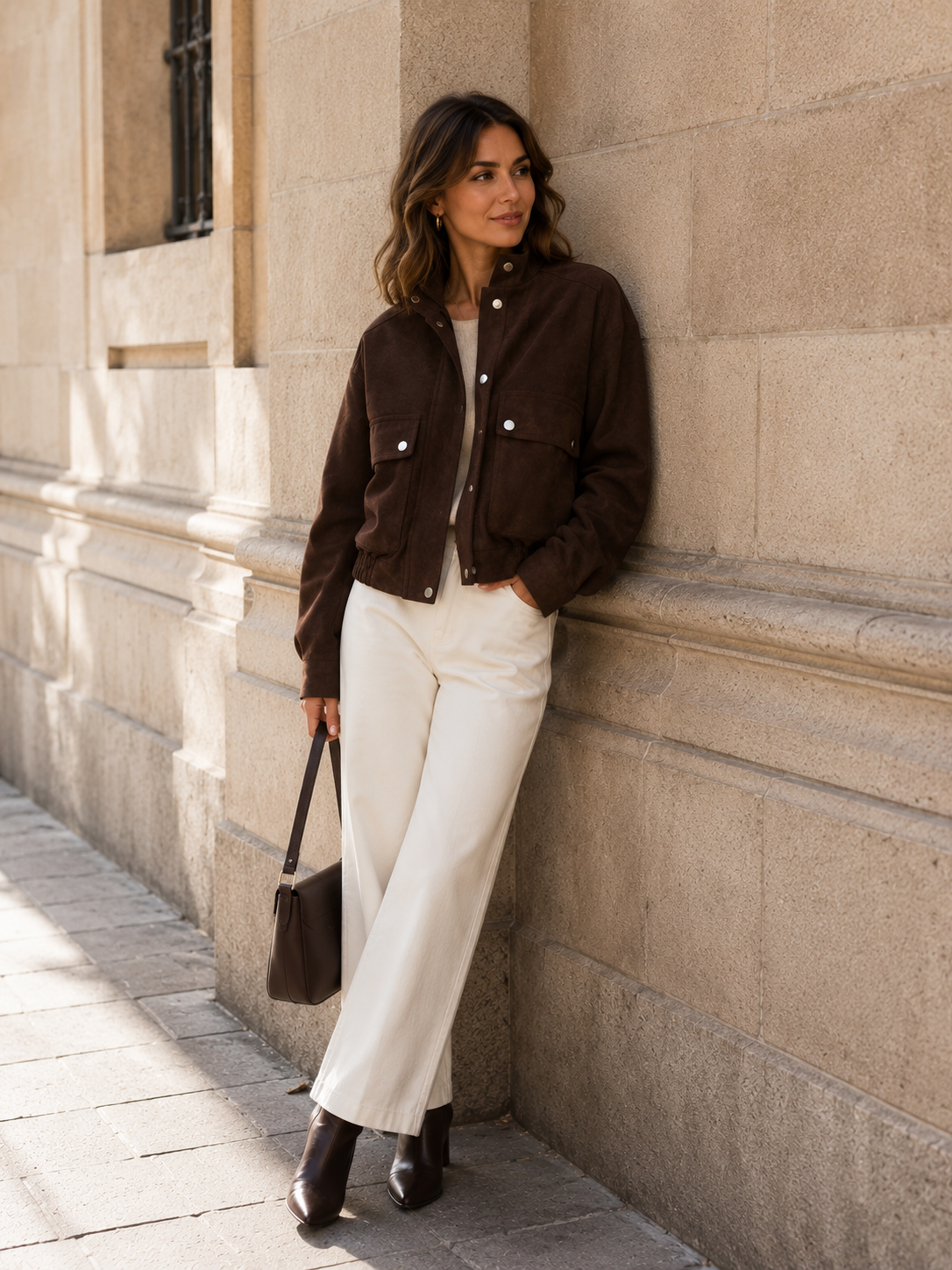 Veste Femme Effet Daim Marron Chocolat | Zelcara