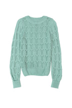 Pull en Maille Ajourée Pointelle Col Rond, Manches Longues