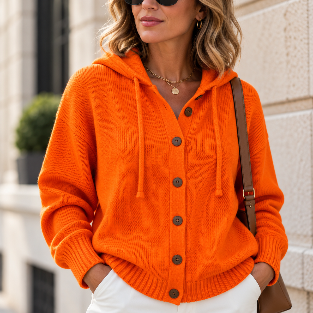 Gilet à Capuche en Maille Boutonné & Confortable | Zelcara