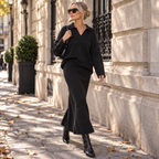 Ensemble Femme en Maille Côtelée – Pull & Jupe | Zelcara