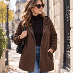 Veste Femme Effet Maille Torsadée à Capuche | Zelcara