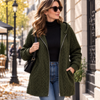 Veste Femme Effet Maille Torsadée à Capuche | Zelcara