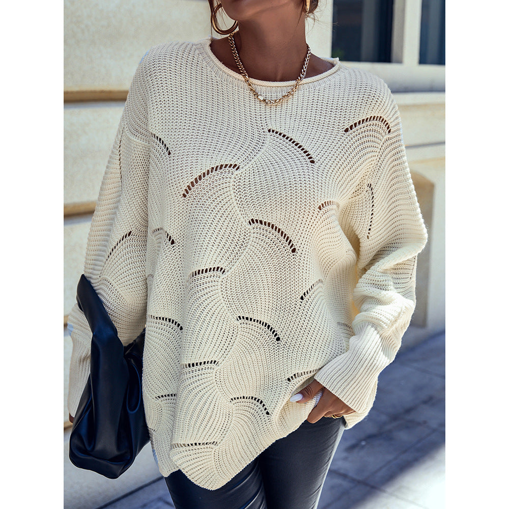 Pull Oversize en Maille Texturée – Col Rond | Zelcara