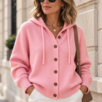 Gilet à Capuche en Maille Boutonné & Confortable | Zelcara