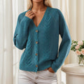 Button-Front Cable-Knit V-Neck Cardigan