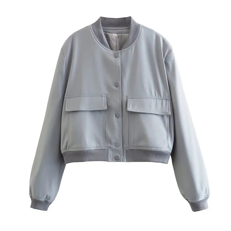 Veste bomber courte avec col montant – Zelcara