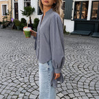 Blouse à Carreaux Bleu Marine | Manches Bouffantes – Zelcara