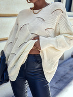 Pull Oversize en Maille Texturée – Col Rond | Zelcara
