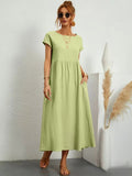 Robe Midi en Coton et Lin Fluide Empire