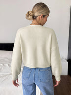 Gilet Court Femme Beige en Maille | Détails Floraux – Zelcara