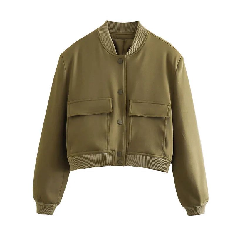 Veste bomber courte avec col montant – Zelcara
