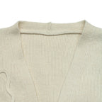 Gilet Court Femme Beige en Maille | Détails Floraux – Zelcara
