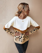 Pull Femme Color Block Léopard Coupe Ample | Zelcara