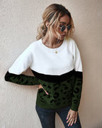 Pull Femme Color Block Léopard Coupe Ample | Zelcara