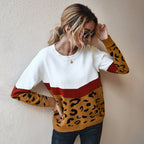 Pull Femme Color Block Léopard Coupe Ample | Zelcara