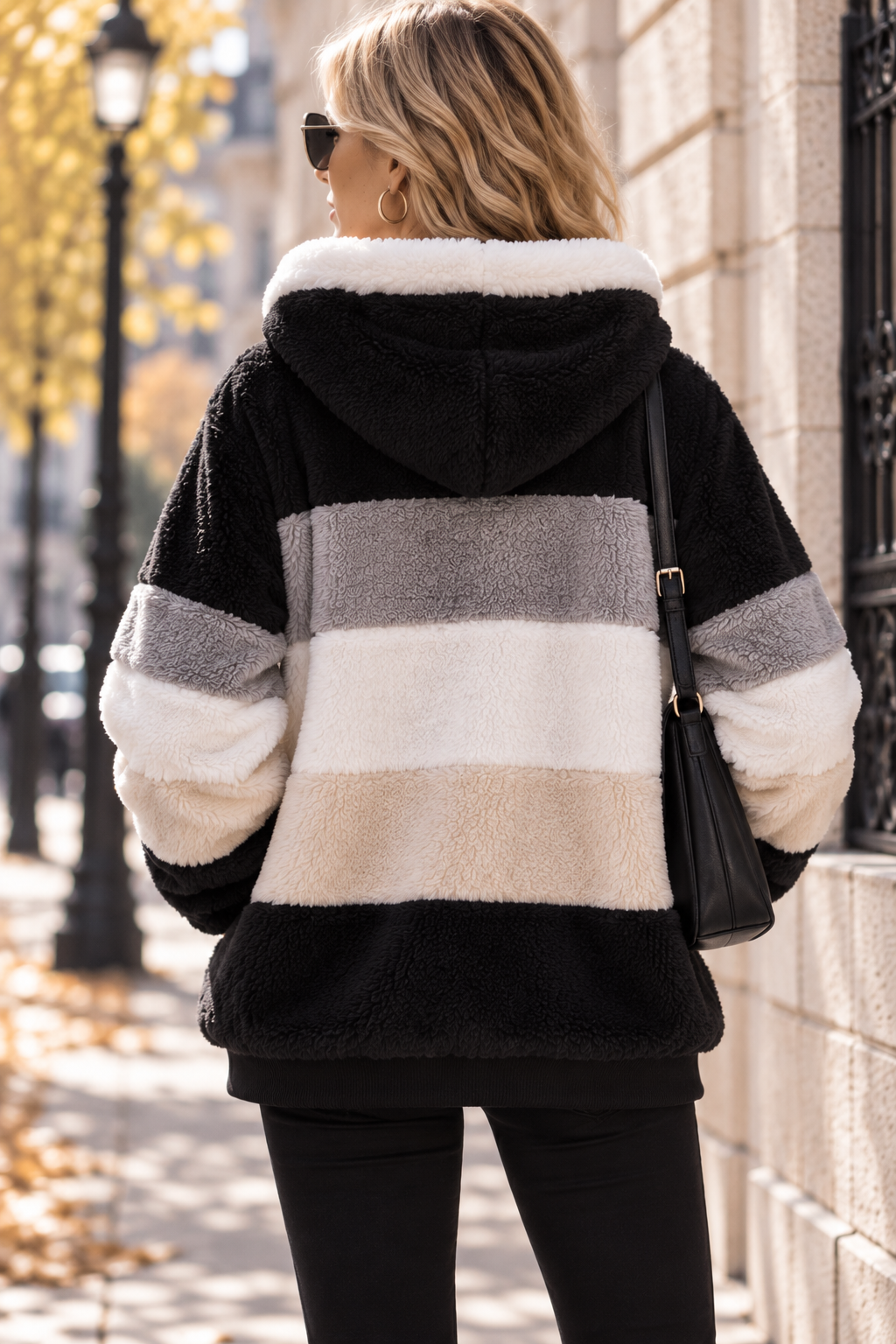 Veste Polaire Femme Color Block à Capuche | Zelcara