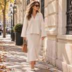 Ensemble Femme en Maille Côtelée – Pull & Jupe | Zelcara