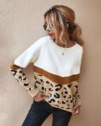 Pull Femme Color Block Léopard Coupe Ample | Zelcara