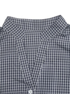 Blouse à Carreaux Bleu Marine | Manches Bouffantes – Zelcara