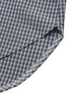 Blouse à Carreaux Bleu Marine | Manches Bouffantes – Zelcara