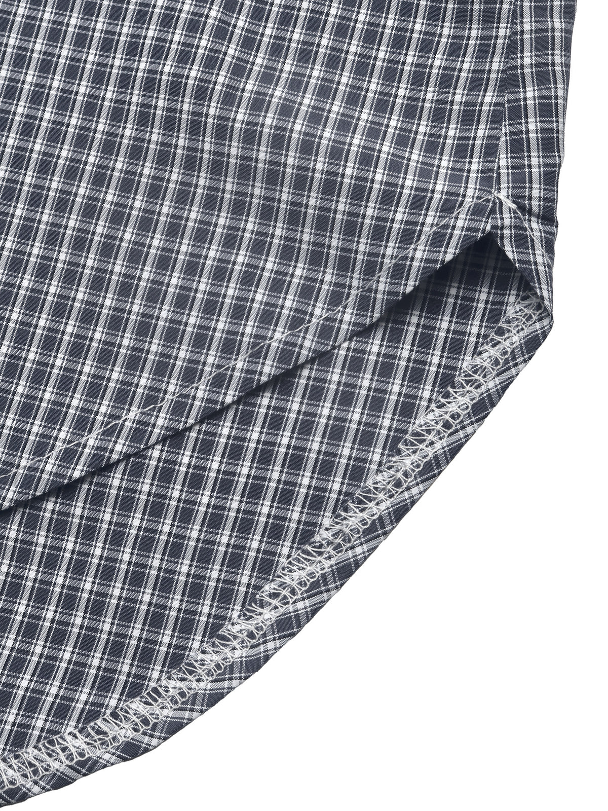 Blouse à Carreaux Bleu Marine | Manches Bouffantes – Zelcara