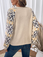Pull Femme en Maille Texturée Manches Contrastées | Zelcara