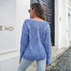 Pull Femme Col V en Maille Ajourée Coupe Ample | Zelcara