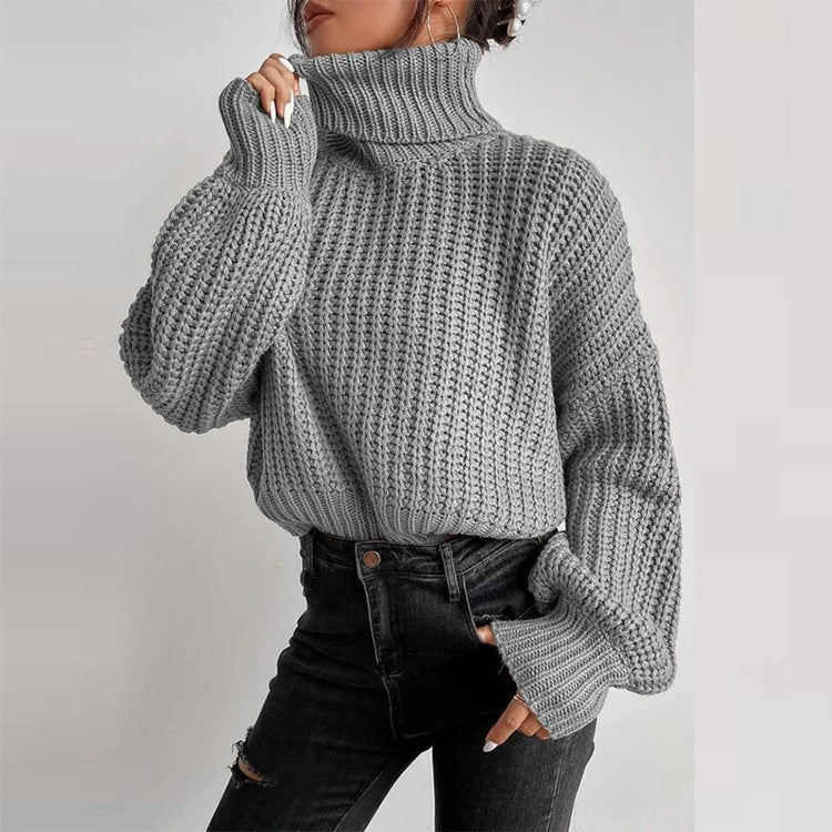 Pull Femme à Col Montant Maille Texturée & Coupe Courte | Zelcara