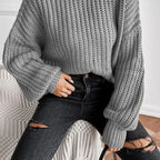 Pull Femme à Col Montant Maille Texturée & Coupe Courte | Zelcara