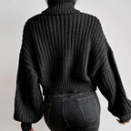 Pull Femme à Col Montant Maille Texturée & Coupe Courte | Zelcara