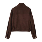 Veste Femme Effet Daim Marron Chocolat | Zelcara