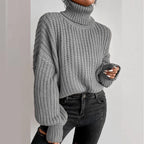 Pull Femme à Col Montant Maille Texturée & Coupe Courte | Zelcara