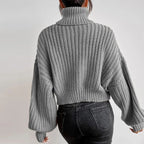 Pull Femme à Col Montant Maille Texturée & Coupe Courte | Zelcara