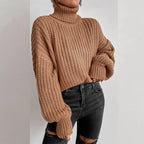 Pull Femme à Col Montant Maille Texturée & Coupe Courte | Zelcara