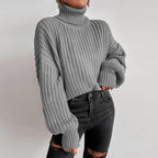 Pull Femme à Col Montant Maille Texturée & Coupe Courte | Zelcara