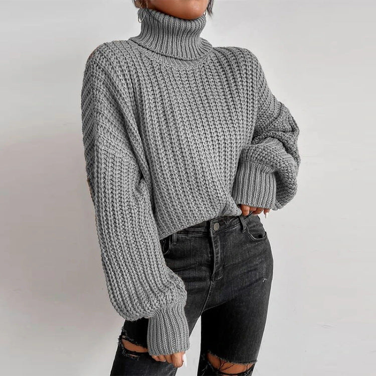 Pull Femme à Col Montant Maille Texturée & Coupe Courte | Zelcara