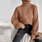 Pull Femme à Col Montant Maille Texturée & Coupe Courte | Zelcara